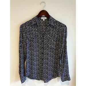 Express Portofino Blouse in Black & Cream Speckled Marl Print